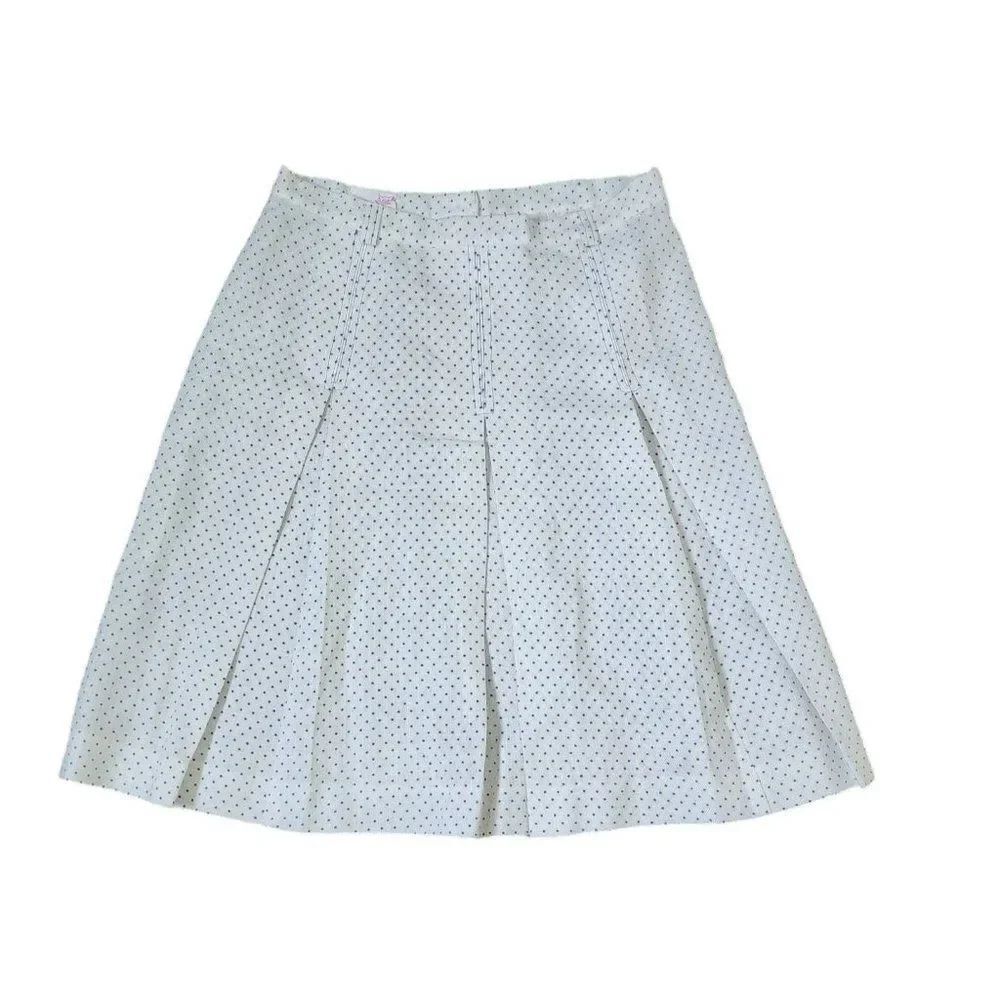 Vintage 70s Tennis Circle Skirt Womens Size M White Polka Dot Pleated